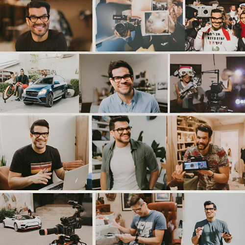 A collage of footage depicting Tai Lopez engaged in various entrepreneurial ventures, showcasing his diverse business interests and activities.